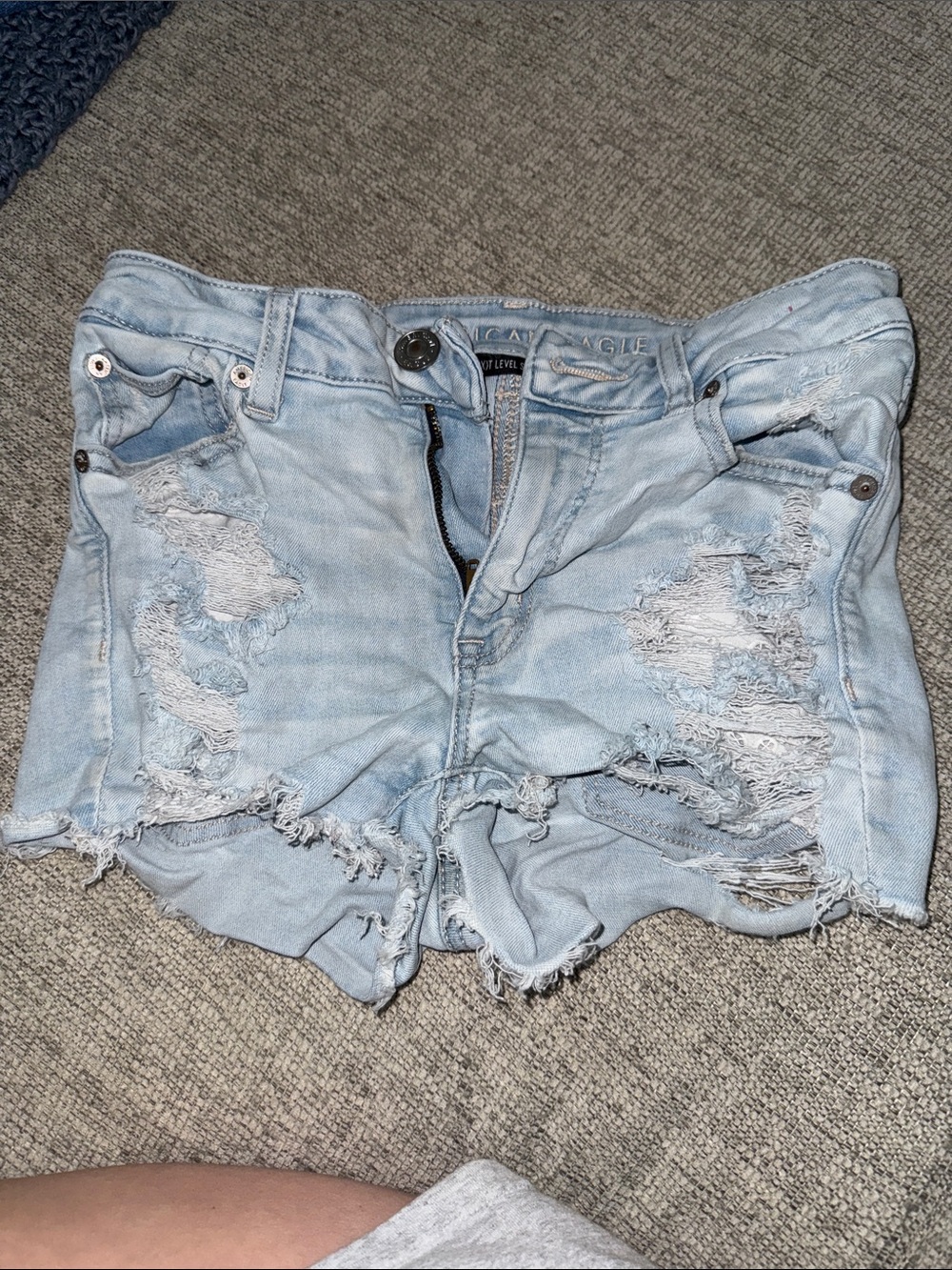 American Eagle Outfitters Light Blue Distressed Denim Shorts